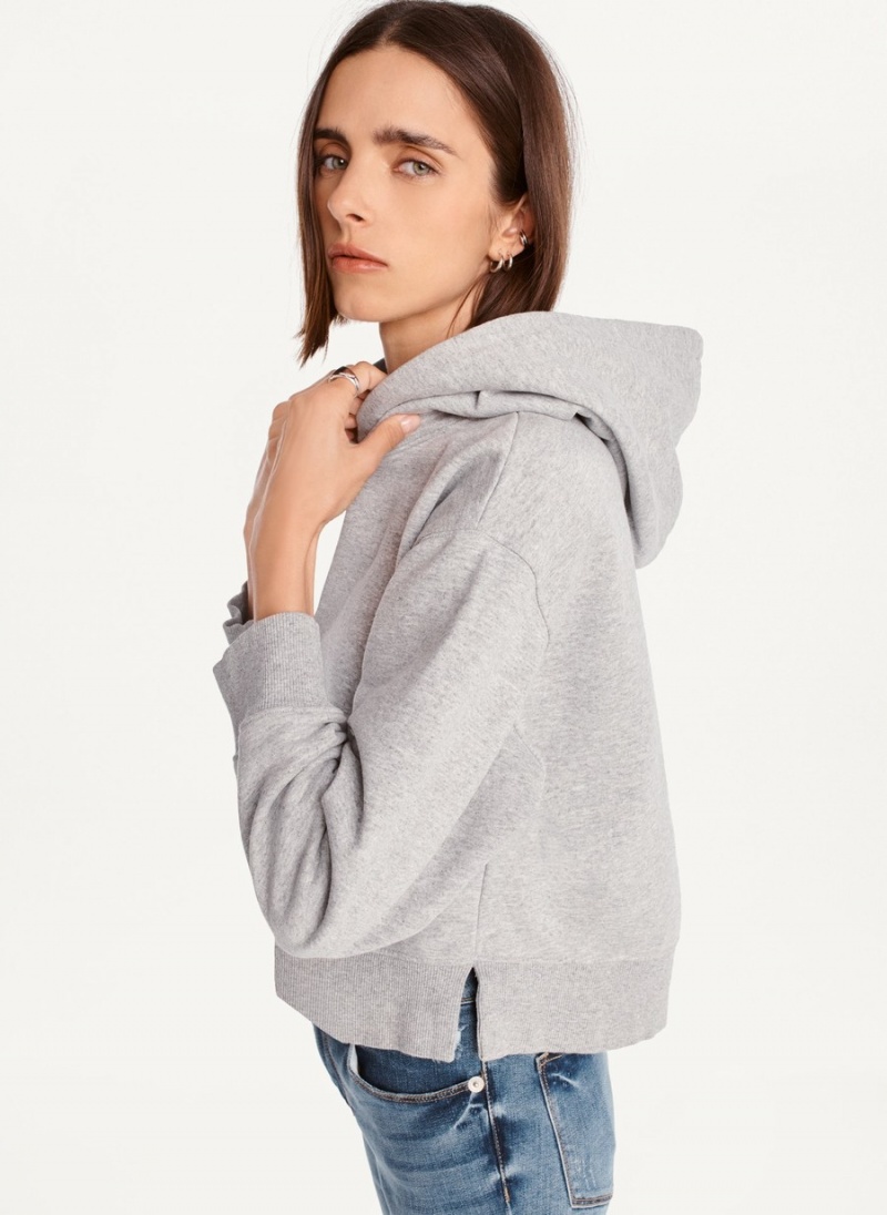 Grey Dkny Cropped Boyfriend Women's Hoodie | E4251277