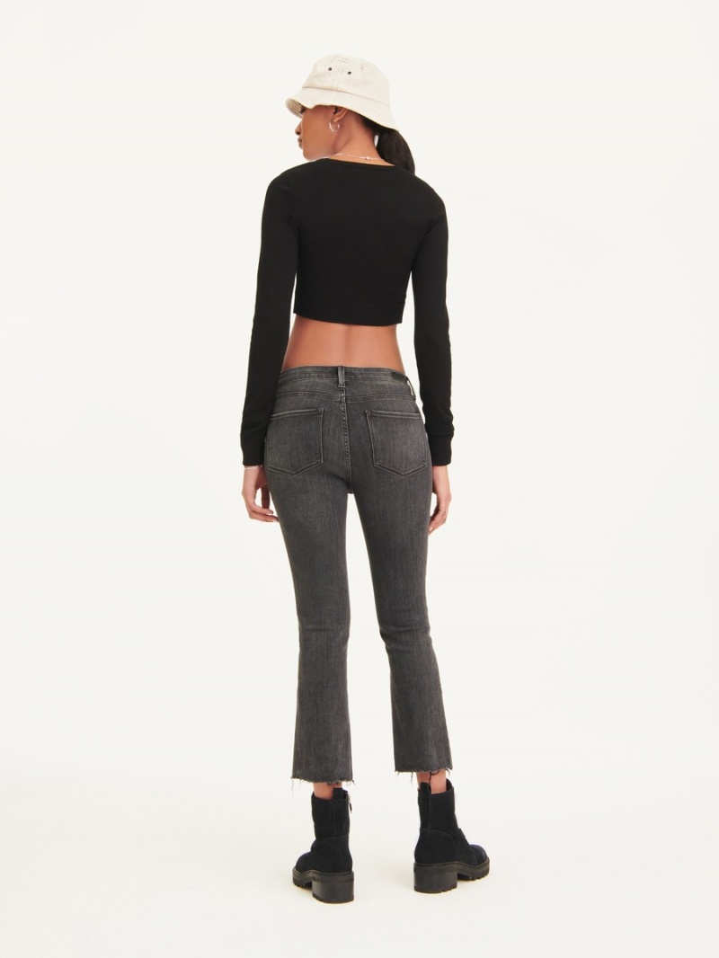 Grey Dkny Foundation Slim Stright Crop With Raw Hem Women's Jeans | M6127066