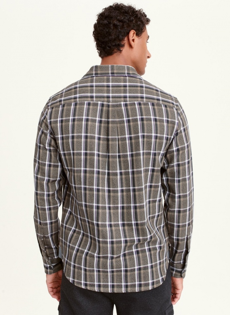 Grey Dkny Long Sleeve Woodsman Plaid Men's Shirts | O3715015