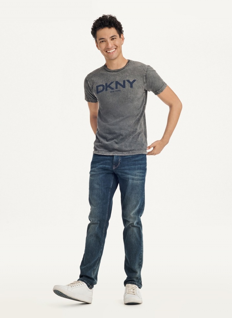 Grey Dkny Mineral Wash Men's T Shirts | N7879970