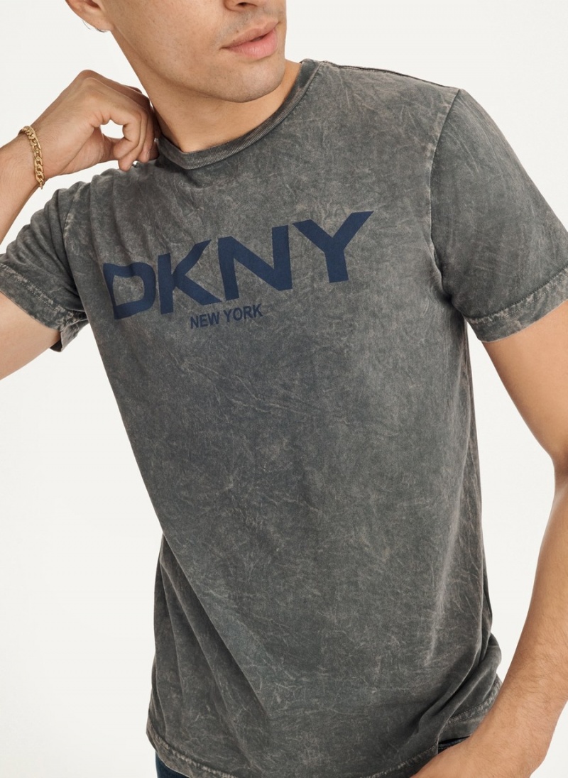 Grey Dkny Mineral Wash Men's T Shirts | N7879970