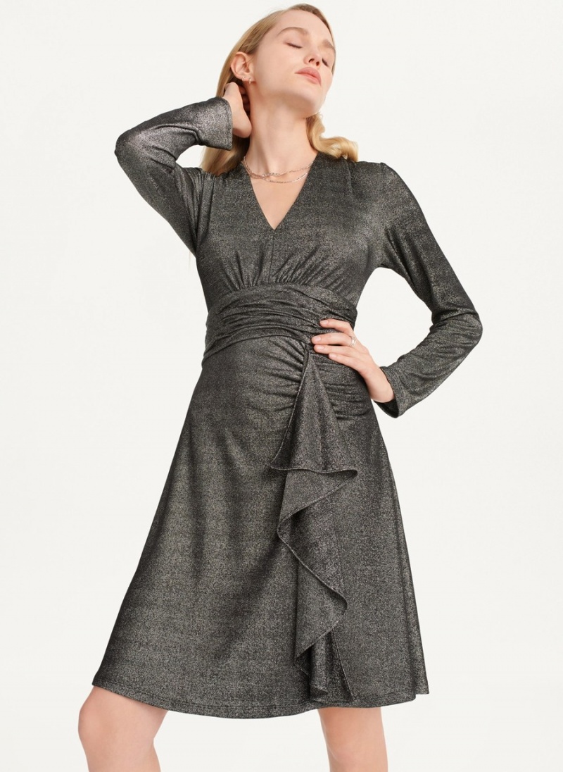 Grey Dkny Sparkle Knit Wrap Women's Dress | G2271390