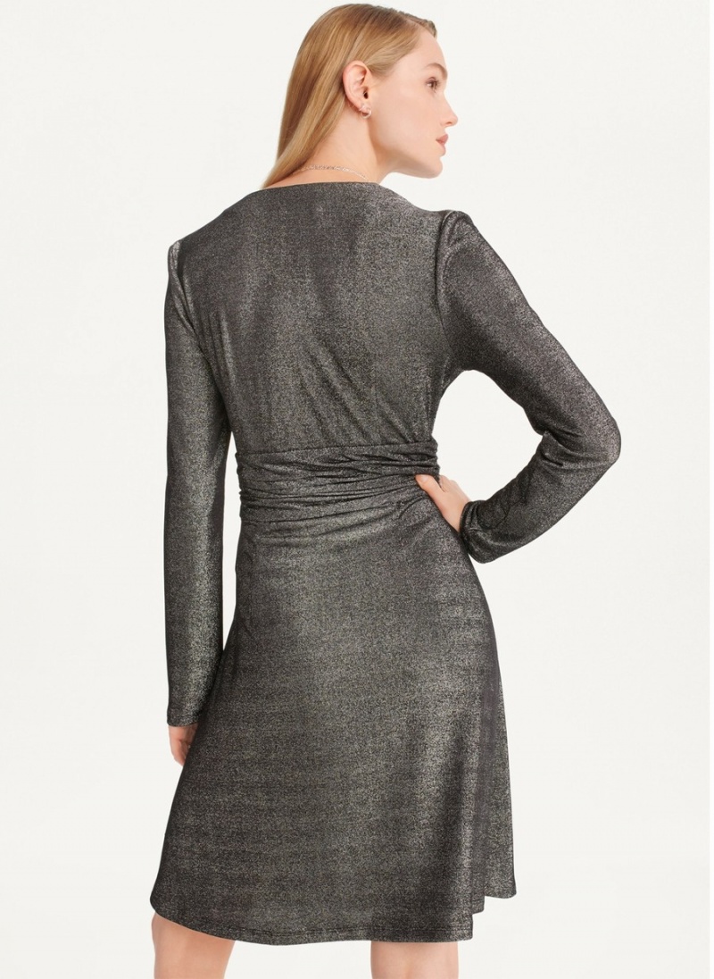 Grey Dkny Sparkle Knit Wrap Women's Dress | G2271390