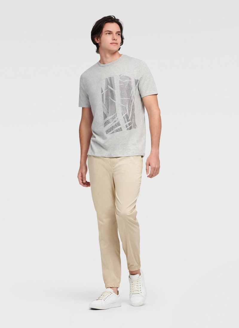 Grey Dkny Views Graphic Men's T Shirts | W1535033