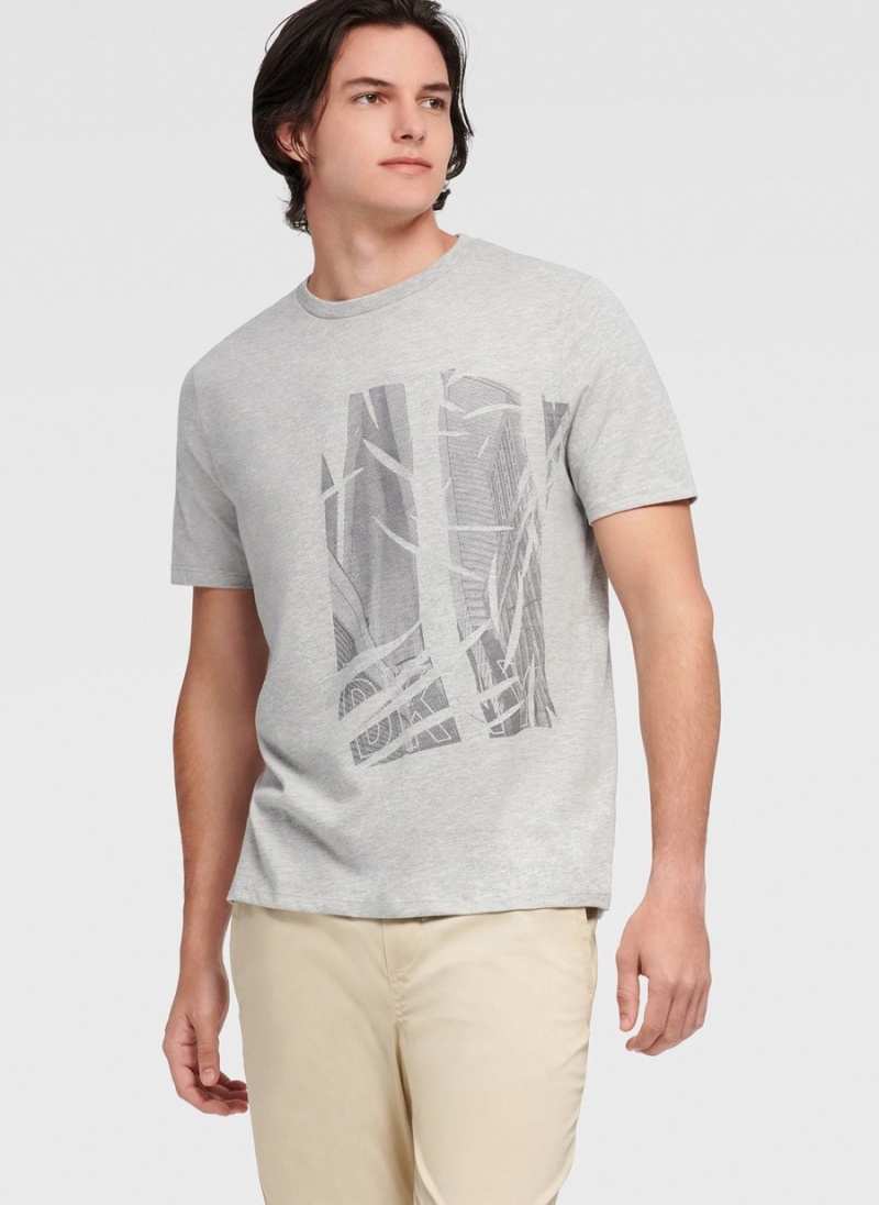 Grey Dkny Views Graphic Men\'s T Shirts | W1535033