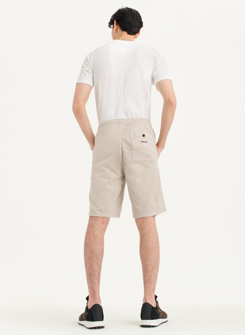 Khaki Dkny Beach Slub Men's Shorts | X0477263