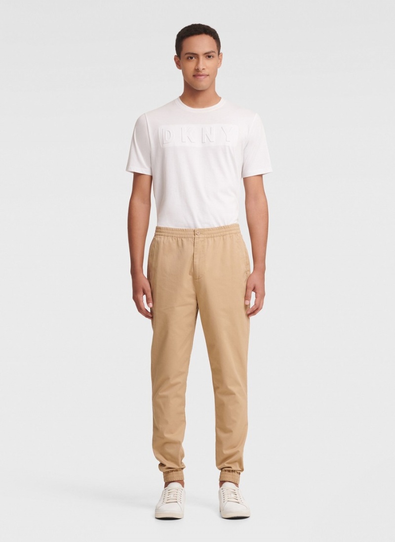 Khaki Dkny Twill Men's Jogger | B6209717