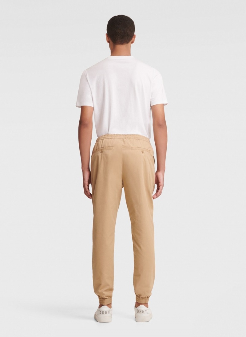 Khaki Dkny Twill Men's Jogger | B6209717