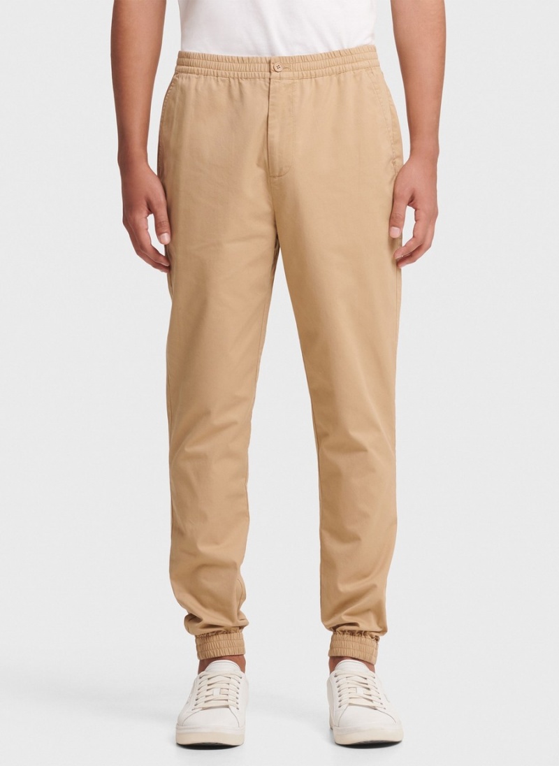 Khaki Dkny Twill Men\'s Jogger | B6209717