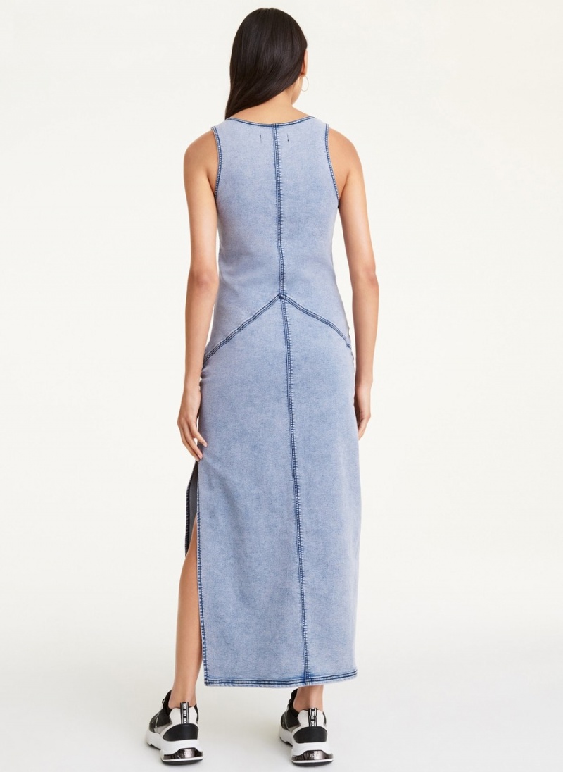 Lavender Dkny Sleeveless Denim Women's Dress | V1007040