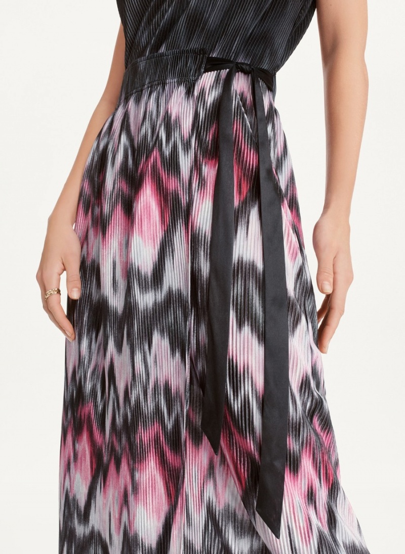 Metallics Dkny Printed Pleated Women's Dress | V3309956