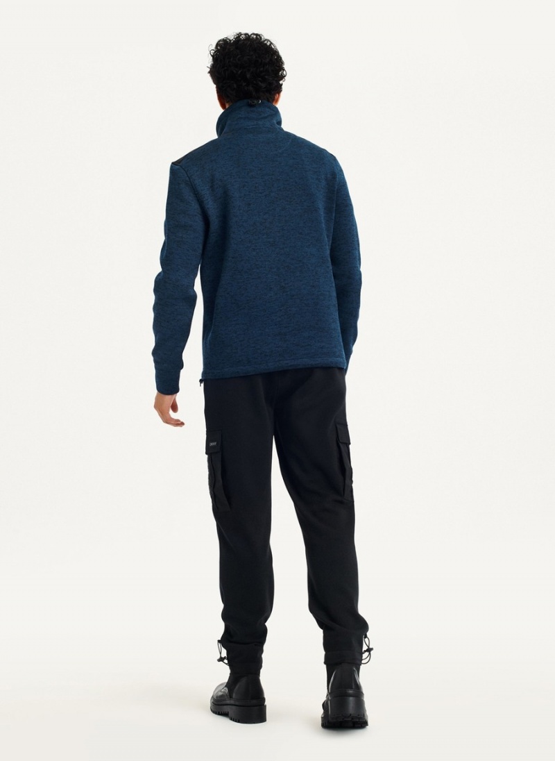 Navy Dkny Funnel Neck Men's Pullover | B8086100