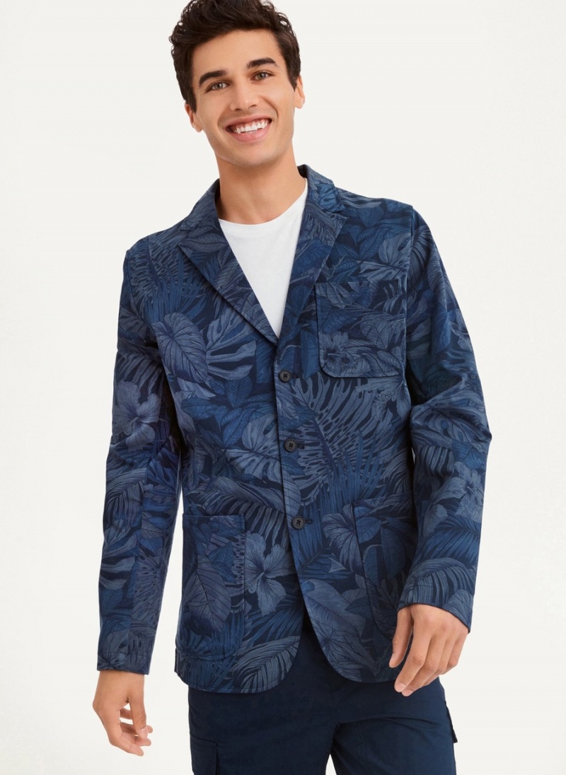 Navy Dkny Tropical Print Men\'s Blazer | Q0599011