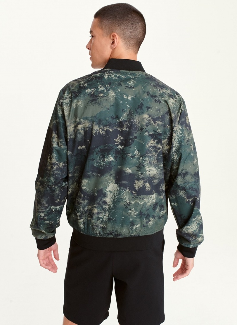 Olive Dkny Leaf Camo Men's Bomber Jackets | M1899167