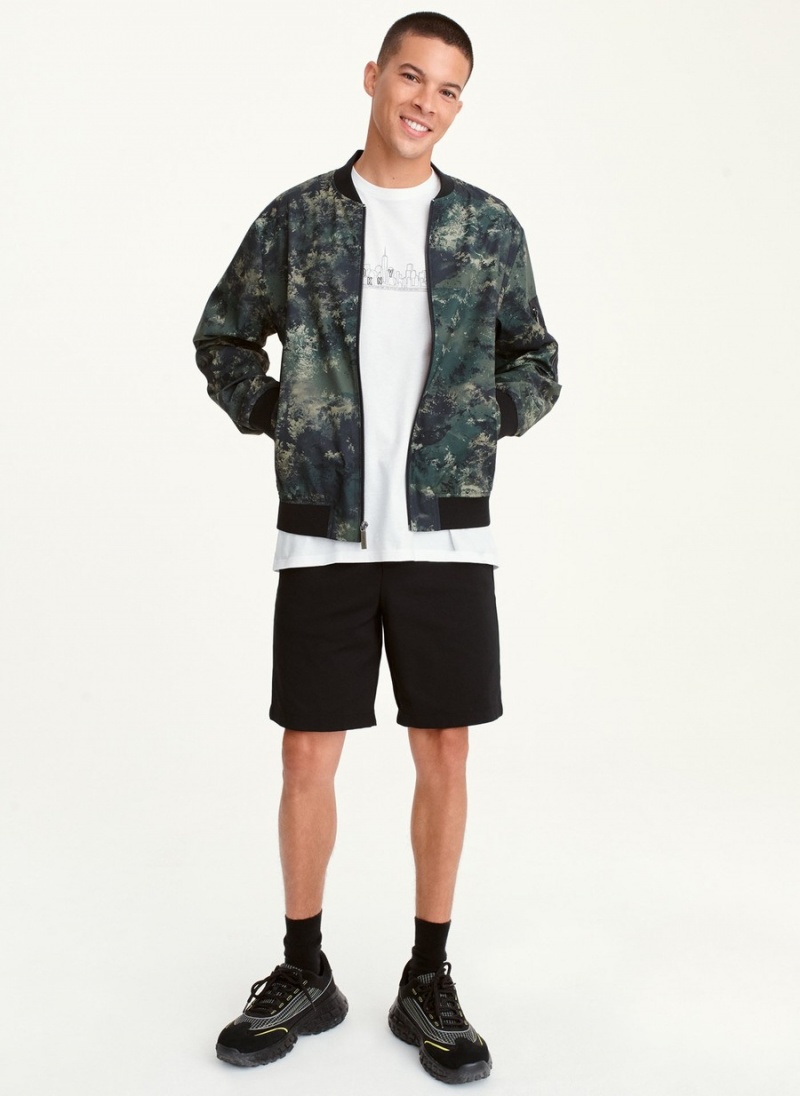 Olive Dkny Leaf Camo Men's Bomber Jackets | M1899167