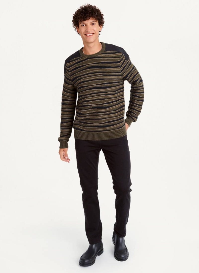 Olive Dkny Wandering Stitch Crew Men's Sweatshirts | U5696182