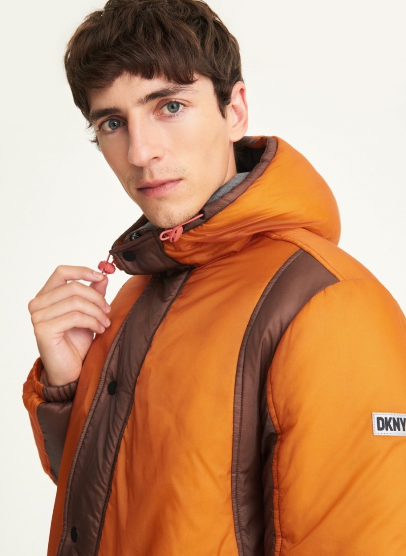 Orange Dkny Translucent Men's Puffer Jacket | X7842074