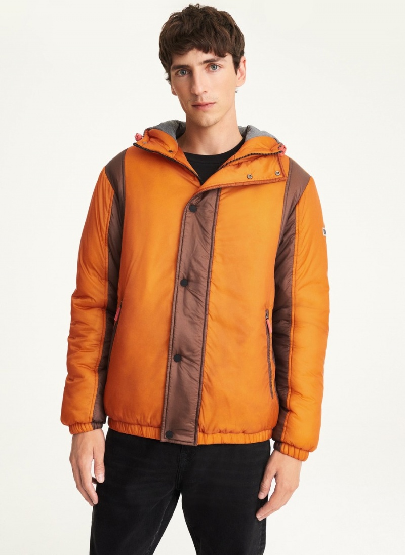 Orange Dkny Translucent Men\'s Puffer Jacket | X7842074