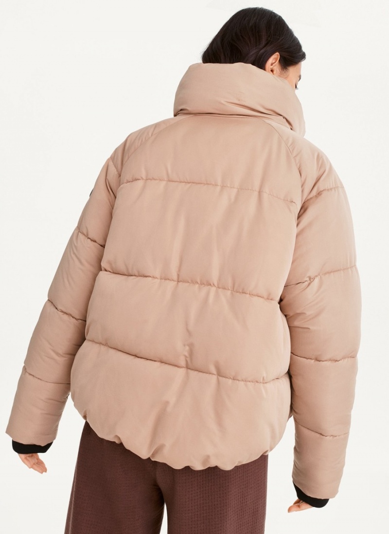 Pink Dkny Boxy High Low W/ Pockets Women's Puffer Jacket | I9216295