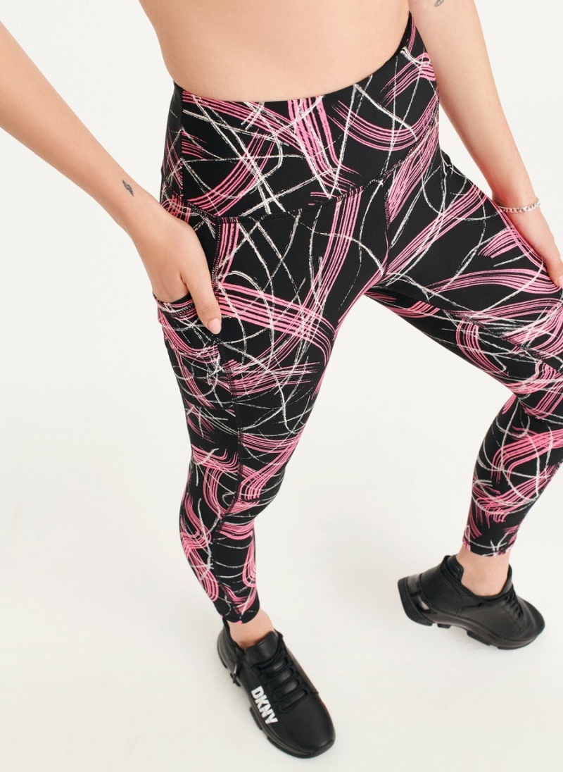 Pink Dkny Electric Shock Print High Waist Women's Leggings | W1596226