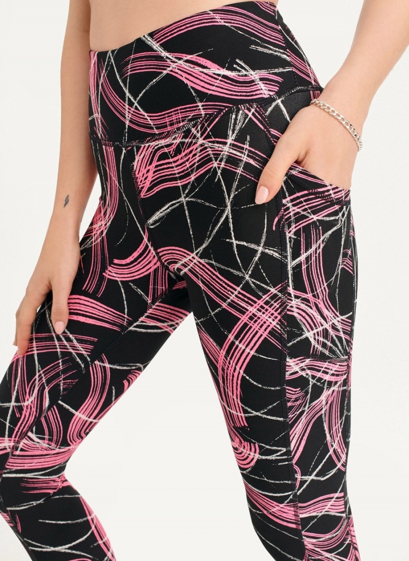 Pink Dkny Electric Shock Print High Waist Women's Leggings | W1596226