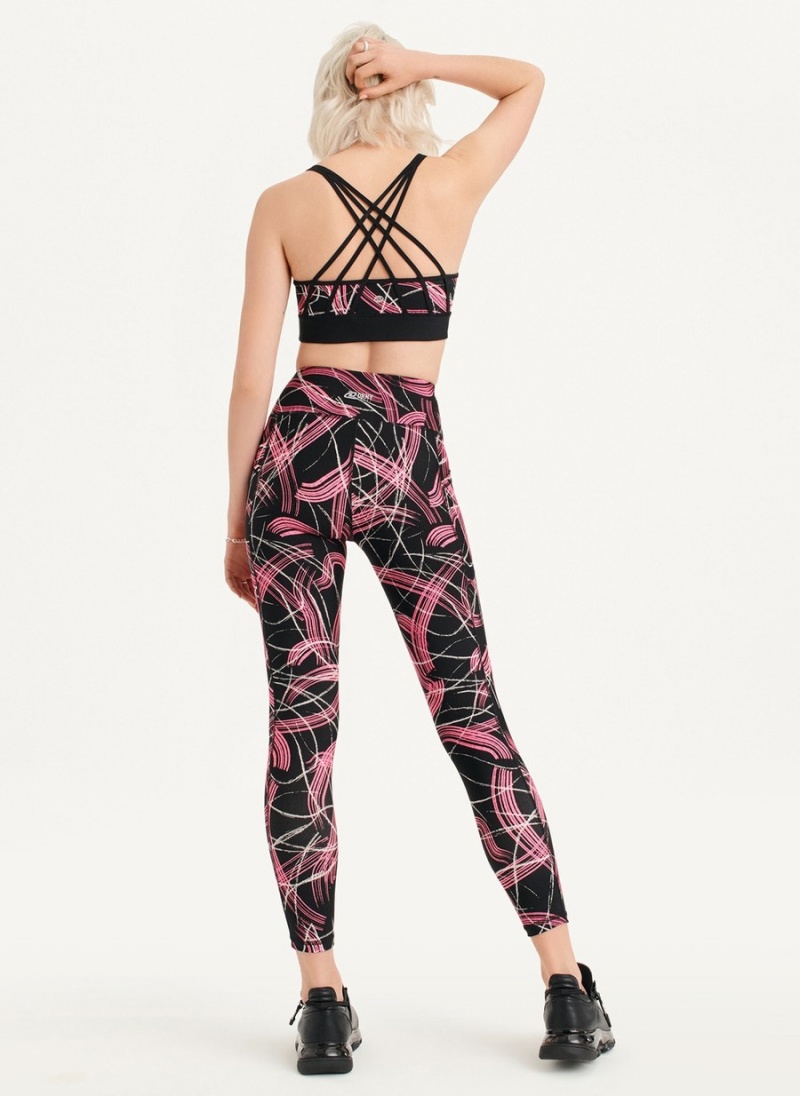 Pink Dkny Electric Shock Print High Waist Women's Leggings | W1596226