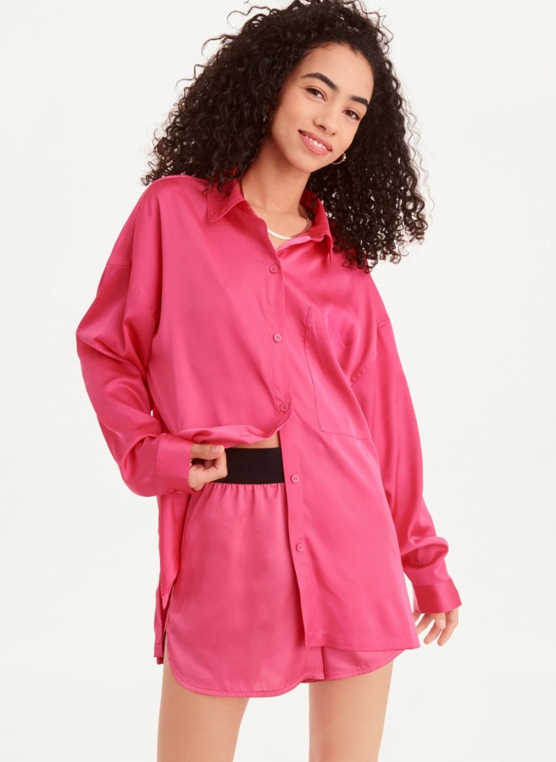 Pink Dkny Relaxed Women's Shirts | X7102467