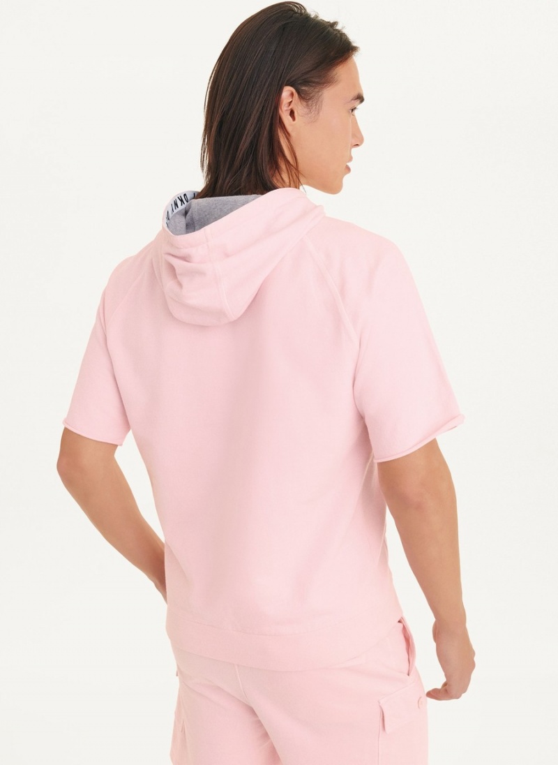 Pink Dkny Short Sleeve Pigment Dye Men's Hoodie | F5886965