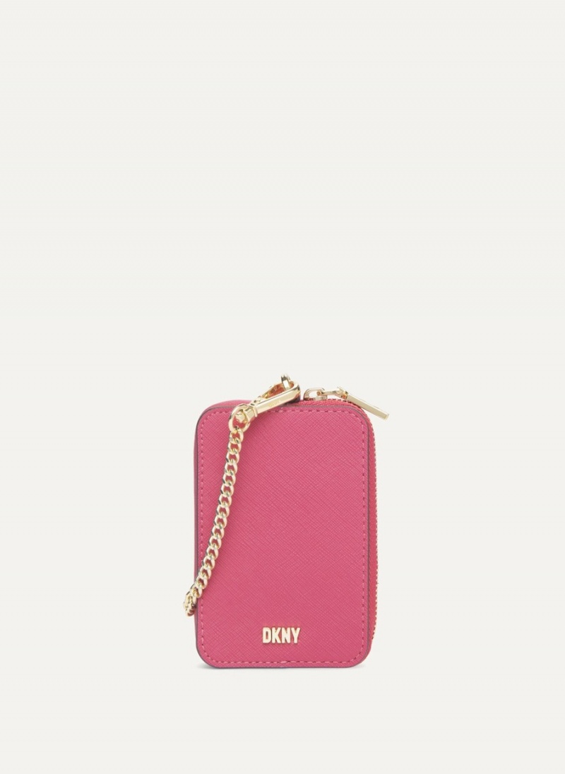 Pink Dkny Sidney Card Women\'s Pouches | U8670893