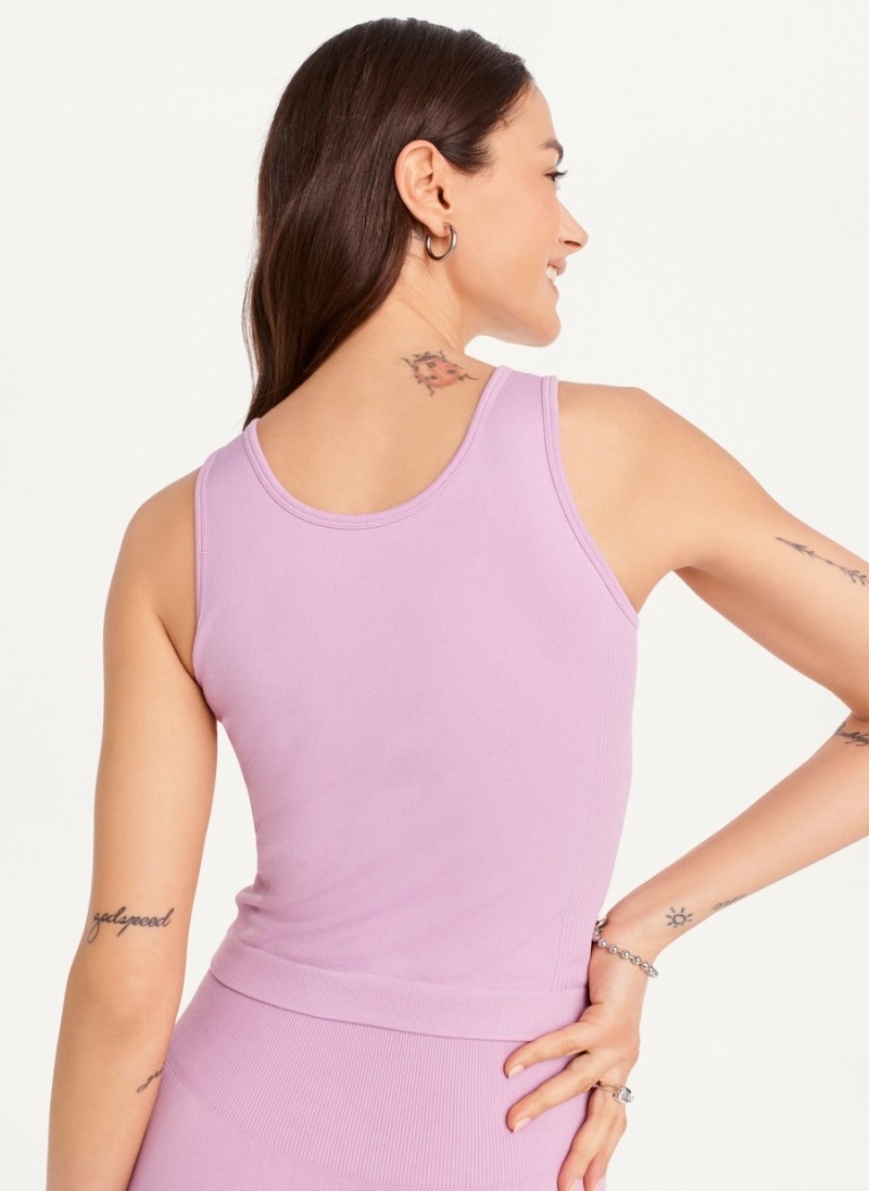 Pink Dkny Twill Seamless Scoop Neck Women's Tank Top | G2378437