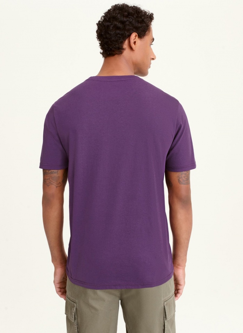 Purple Dkny Logo Outline Cross Body Men's T Shirts | J4766716