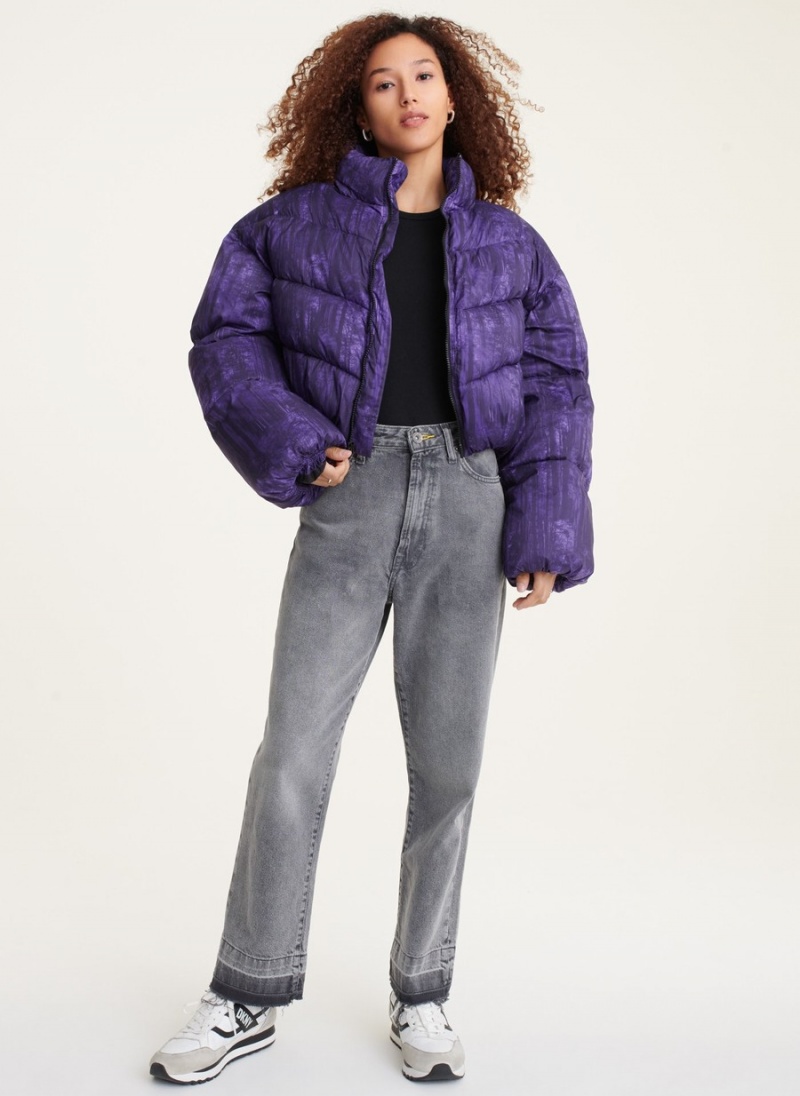 Purple Dkny Long Sleeve Women's Puffer Jacket | T1372351