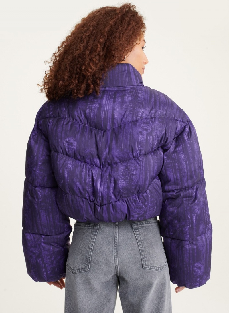 Purple Dkny Long Sleeve Women's Puffer Jacket | T1372351