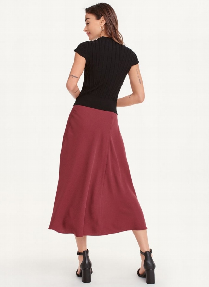 Red Dkny Mix Media Panel Women's Skirts | Y1604562