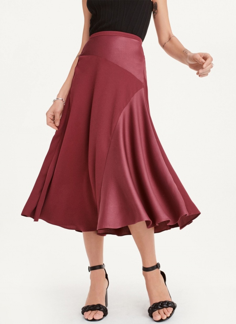 Red Dkny Mix Media Panel Women's Skirts | Y1604562