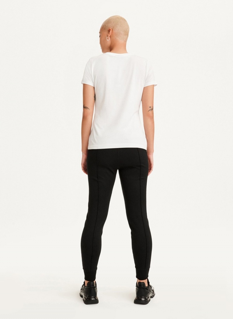 White Dkny Coated Box Logo Women's T Shirts | Z0438676