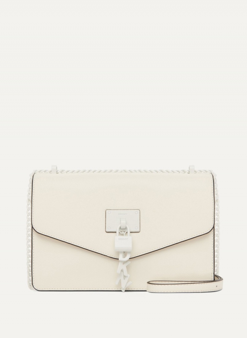 White Dkny Elissa Large Flap Women's Shoulder Bags | S0730849