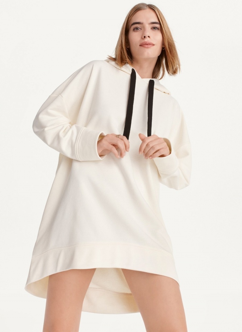 White Dkny French Terry Oversized Women's Hoodie | Z3031428