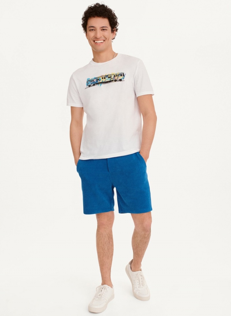 White Dkny Graffiti Subway Men's T Shirts | R0248591