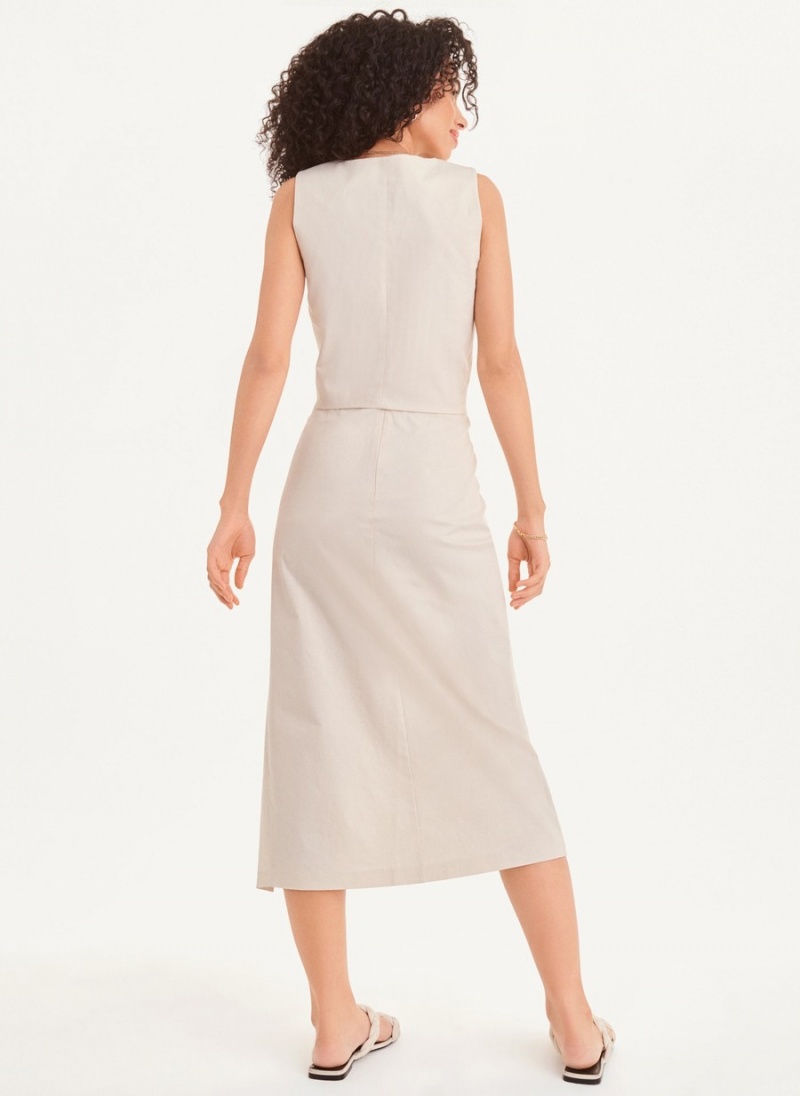 White Dkny Long with Slit Women's Skirts | Q0340876