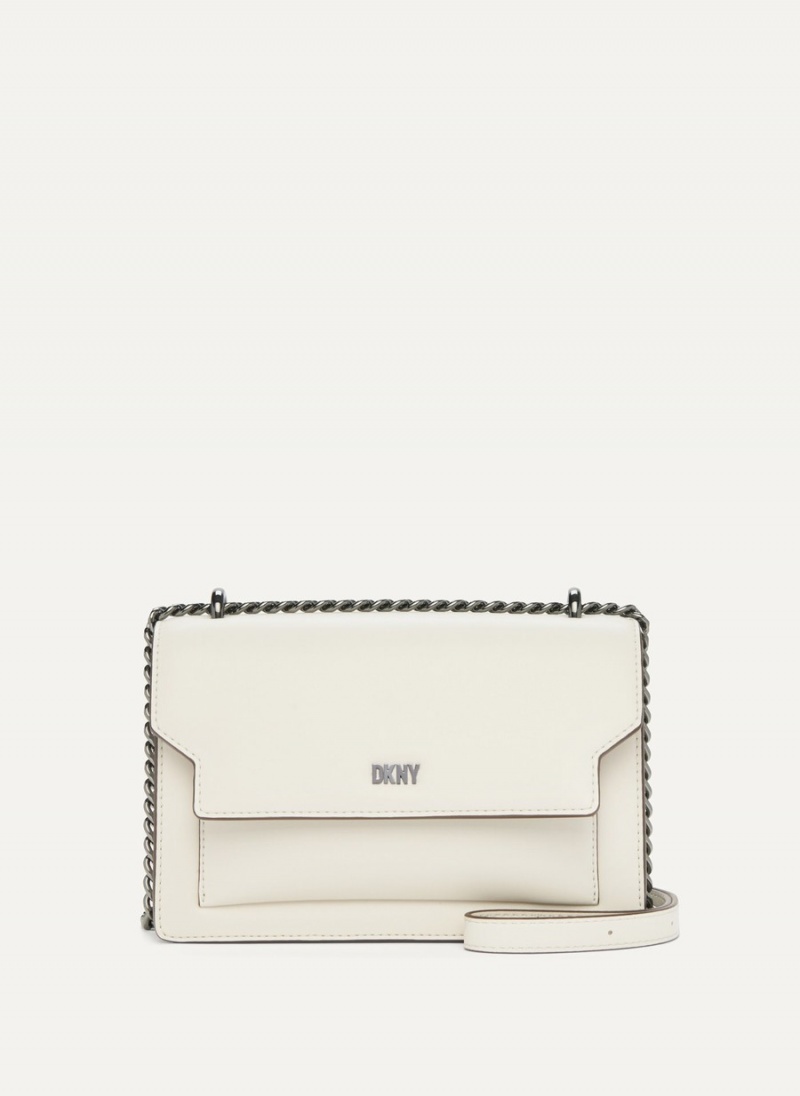 White Dkny Millie Flap Leather Shoulder Women\'s Crossbody Bags | B3346081