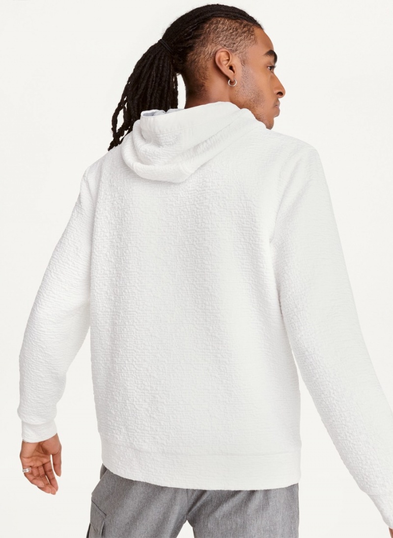 White Dkny Novelty Quilted Texture Men's Hoodie | U6255430