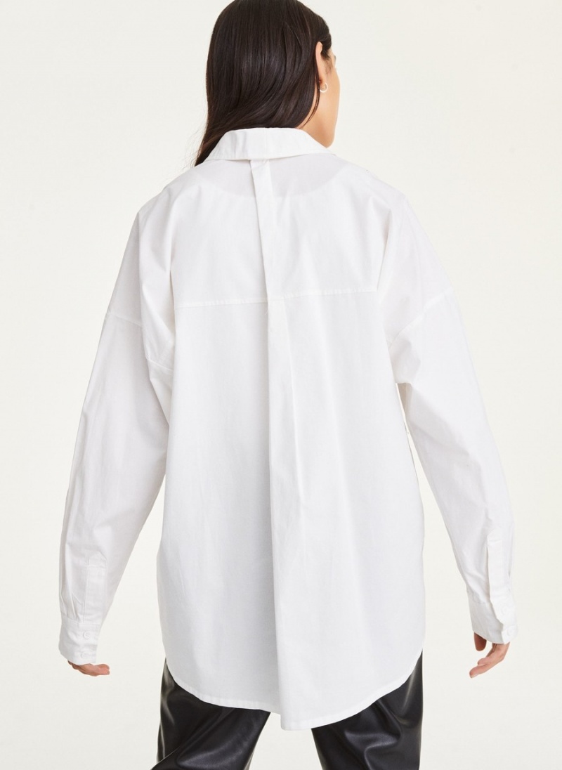 White Dkny Oversized Women's Shirts | D6624350