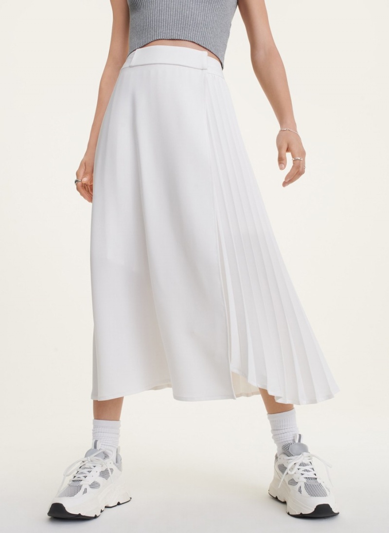 White Dkny Pleated Wrap Midi Women's Skirts | G6693941