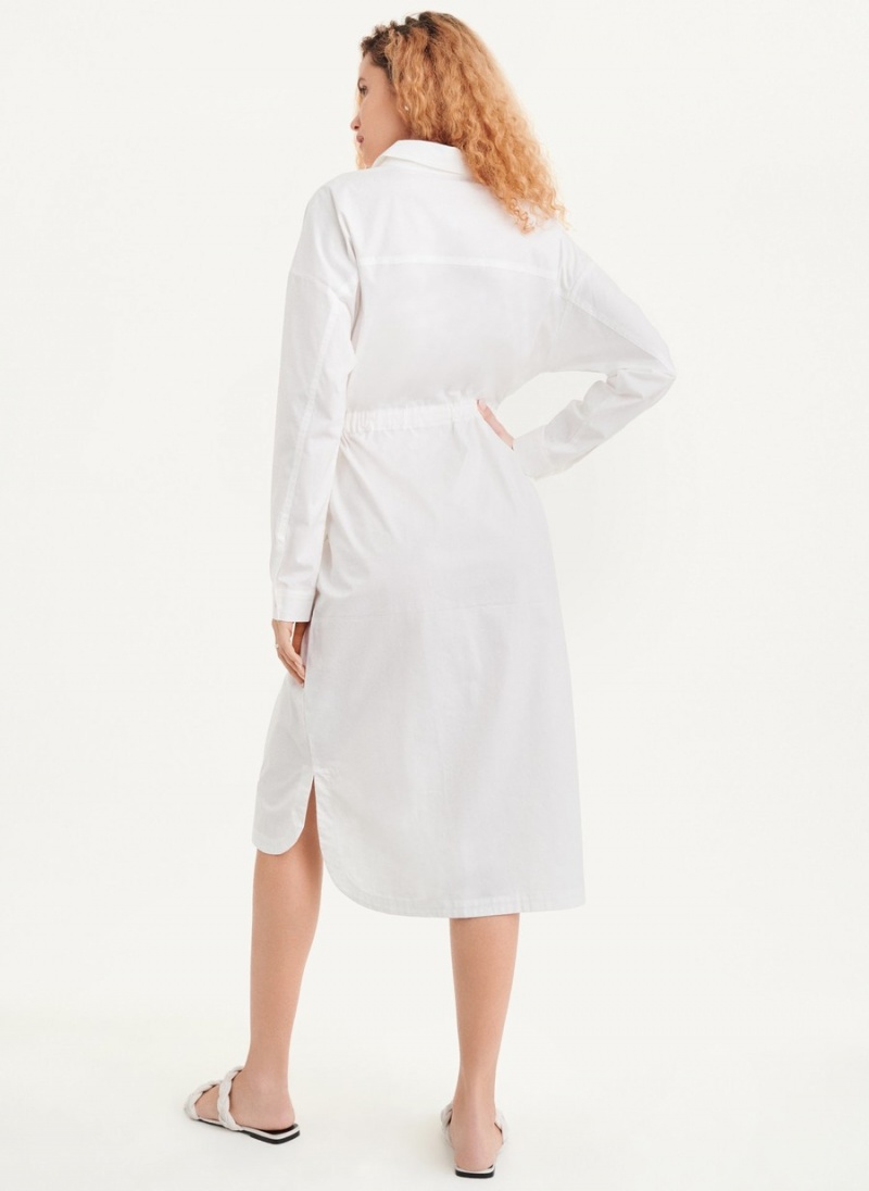 White Dkny Shirt with Elastic Waist Women's Dress | G0168296