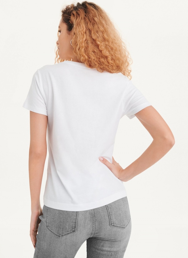 White Dkny Short Sleeve City Logo Women's T Shirts | H6170833