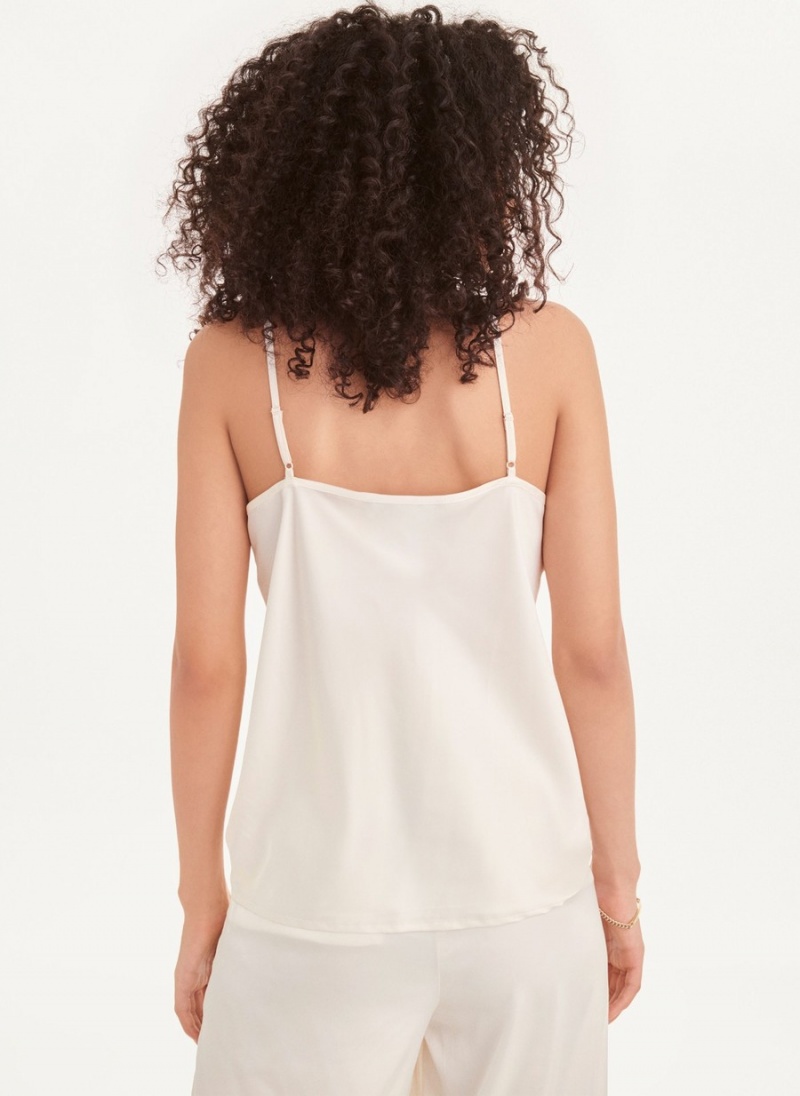 White Dkny Strappy Cami Women's Tank Top | K6650505