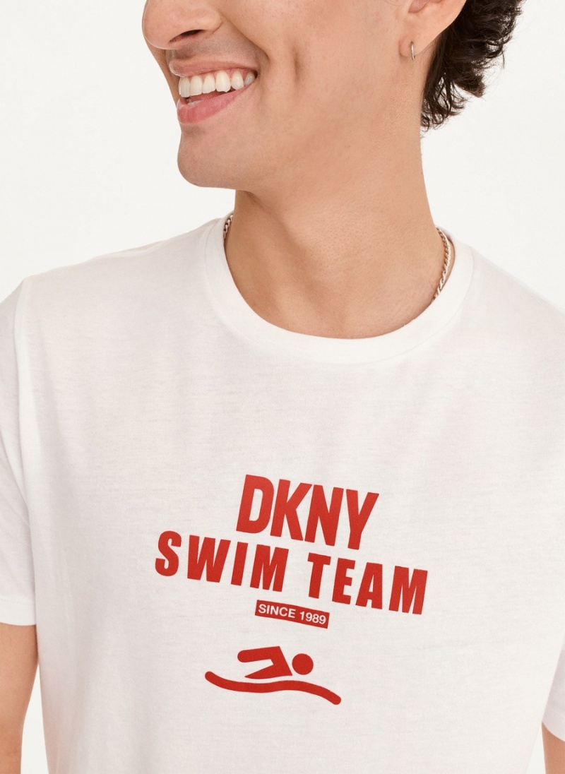 White Dkny Swim Team Men's T Shirts | U7804690