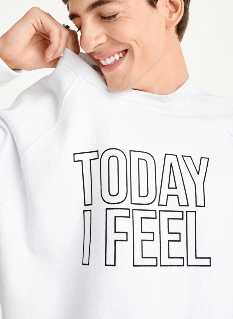 White Dkny Today I Feel Men's Sweatshirts | Q2438586