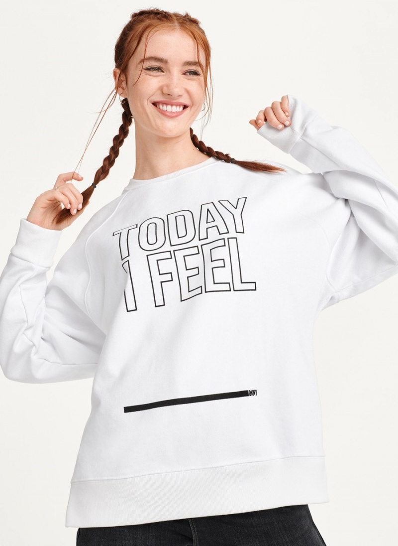 White Dkny Today I Feel Men's Sweatshirts | Q2438586